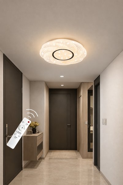 MARKATECH Saray Cristalya Yuvarlak Kumandalı Dimmerli 3 Renk LED Plafonyer Av...