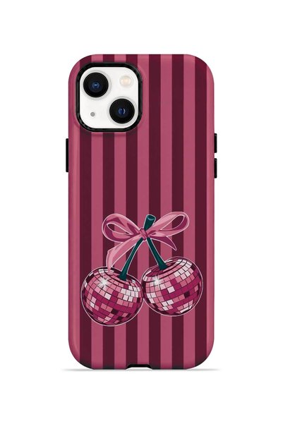 PiyasaSepeti حافظة آيفون 15 فوريان ماج سيف ذات طبقتين بتصميم ديسكو شيري سترايب