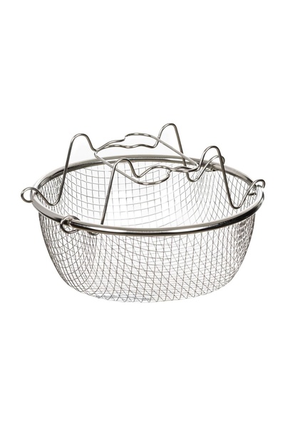 OEM Coș Inox pentru Prăjit Cartofi Ø20x9cm – Mânere Practice pentru Scoatere