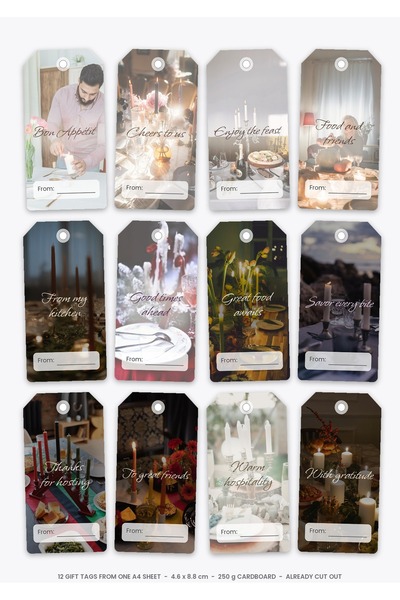OEM Set etichete cadou Petrecere la Cina, 12 bucăți, carton 250g, pre-decupate