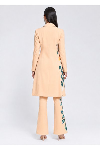 Bellissima Peach Floral Print Longline Blazer Co-Ord Set