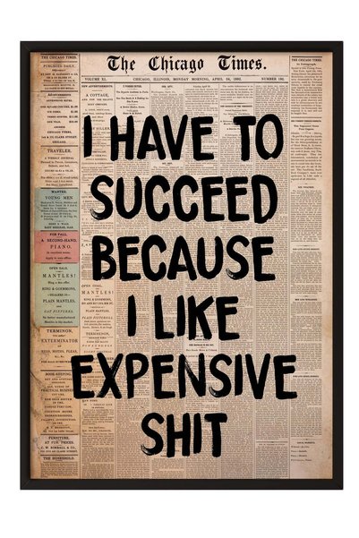 Postifull I HAVE TO SUCCEED BECAUSE I LIKE EXPENSIVE SHIT Poster – Siyah Çerç...