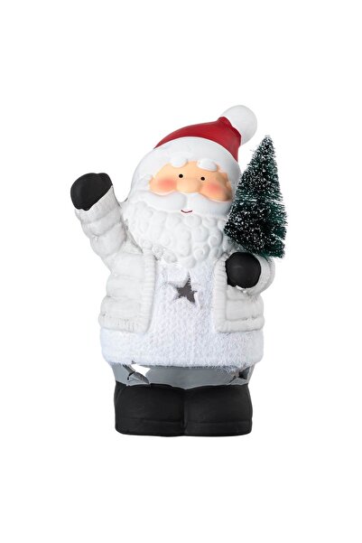 DD SHOP Felinar Ceramic de Craciun Figurina Mos Craciun cu Brad pentru Lumana...