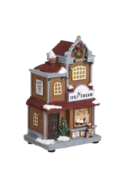 DD SHOP Scena de Craciun Magazin Inghetata cu Lumina LED 15x5x24cm - Figurine...