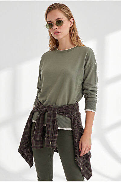 Olalook Women's Khaki Collar Cuff Detailed Slim Knitwear Sweater Kzk-19001173