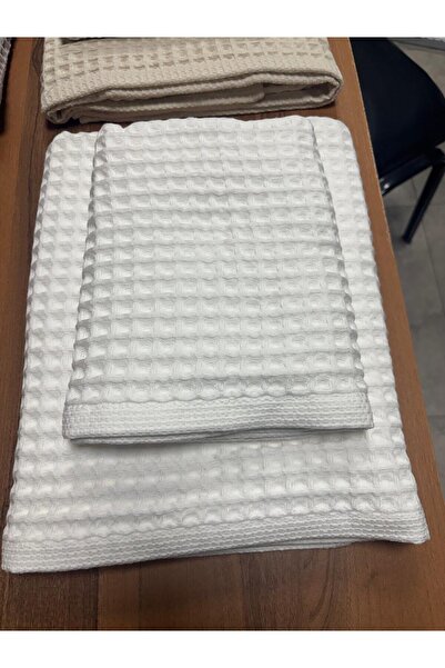 DARBOL 100% Cotton Waffle Patterned Towel Set of 2 Natural 75* 150(1) 50*80 (1)