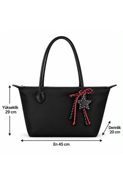 PaminBags Aksesuar Saten Yıldız Charm Akseusarlı Tote Çanta PMN00330