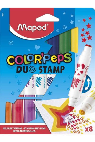 Maped Barb Maped color peps duo stamping felt pen 8-pieces set, multicolor