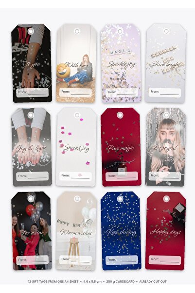 OEM Spark of Joy Gift Tags, 12 pieces, 250g cardboard, 4.6x8.8 cm
