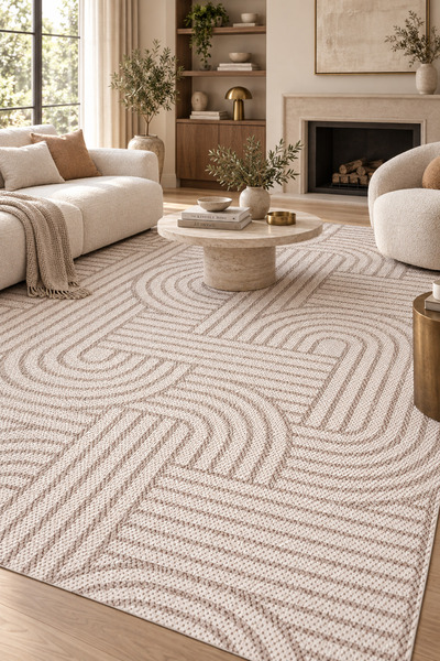 ELDOS Sisal Tarzı Krem Vizon Özel Ölçü Mutfak Koridor Halısı Kaymaz Taban Robot Süpürge Uyumlu Kolay Temizlenebilir Polyester Pamuk Karışımı