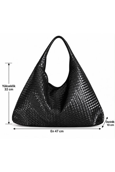 PaminBags Aksesuar Örgülü Büyük Boy Tote Omuz Çantası PMN00335