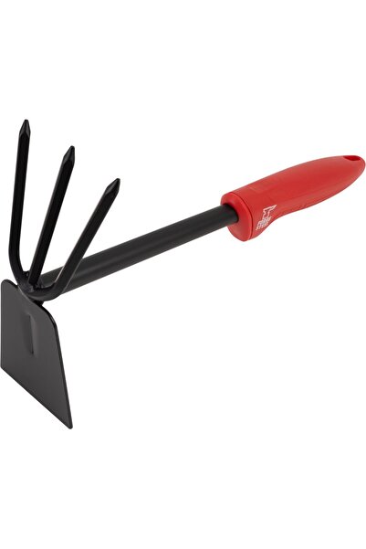 OEM Mini sapaliga cu furca FORGE STEEL, 3 dinti, otel, rosu-negru