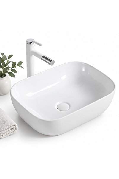Generic Brand Chiuvetă de baie din ceramică pentru montare pe blat, 46x33 cm,...