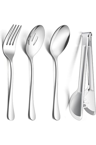 GENERAL E-far Large Serving Utensils Set of 8, Stainless Steel 9.8 Inch Servi...