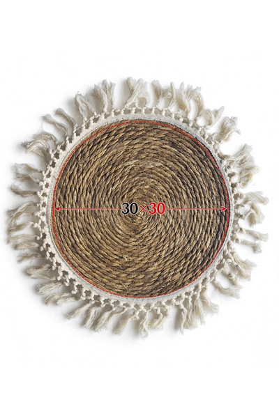 Generic Brand Round Woven Table Mat with Tassel Fringe, Boho Placemat for Din...