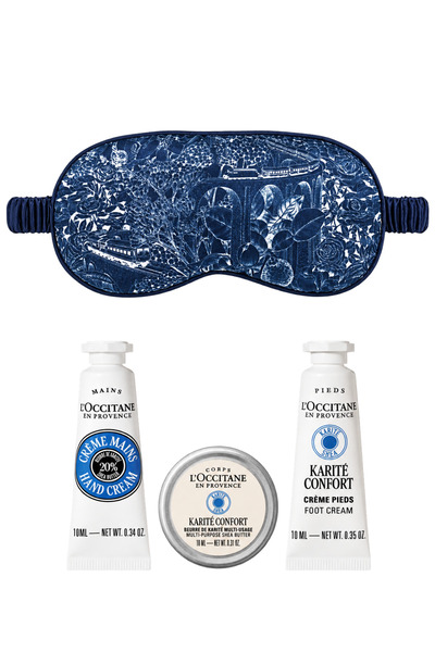 L'Occitane Shea Mini Bakım Üçlüsü, Seyahat Boy, Uyku Maskesi ile, 4'lü Set