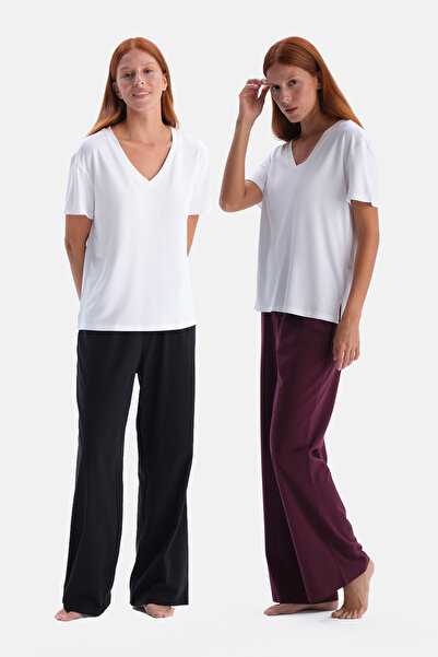 Dagi Black Double Cotton Pants Set