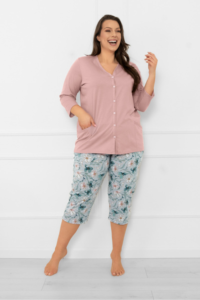 Italian Fashion Pijama de damă cu mâneci 3/4 și pantaloni 3/4, Sequoia