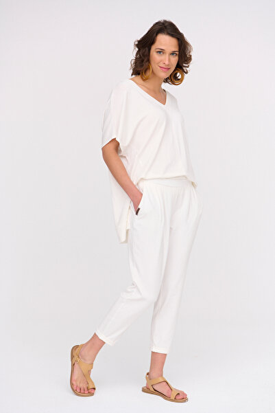 Blue Shadow Pantaloni polo de damă, Tricou ecru
