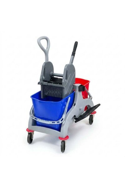 GATOR Double Sided Mop Bucket Trolley with Wheels 50L Blue and Red