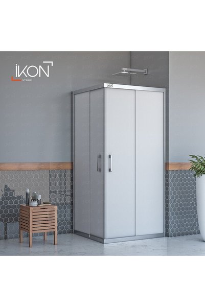 İkon Enzo Dikdörtgen | Krom Buzlu 04 Duş Kabini H:190