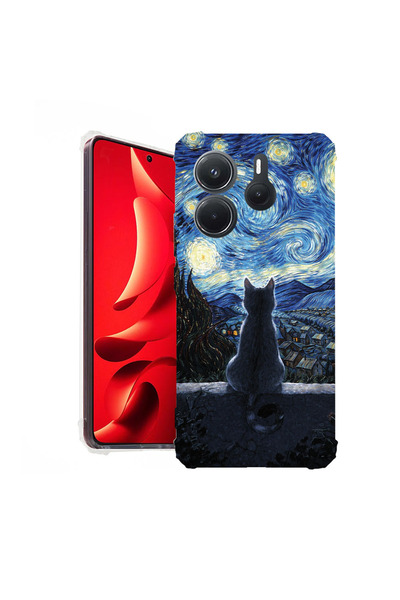 bestcase Αντικραδασμική Θήκη για Xiaomi Redmi Note 14 4G, Γάτα στην Έναστρη Ν...