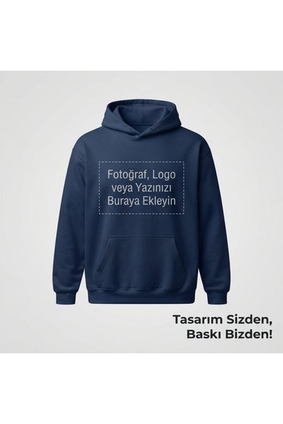 novadi Kişiye Özel Fotoğraf Yazı Logo Baskılı Premium Erkek Hoodie Oversize (...