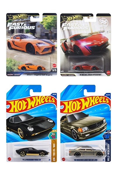 HOT WHEELS Premium 2'li Set+Uzun Kart 2'li Set Mercedes-Benz 560 Sec+Uzun Kar...