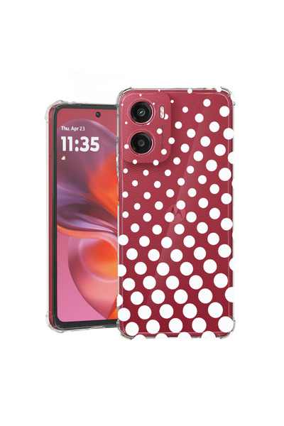 bestcase Husă Anti Shock Case For Motorola Moto G05 / Moto E15, White Polka D...