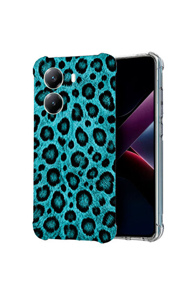 bestcase Αντικραδασμική Θήκη για Poco X7 Pro 5G, Τιρκουάζ Σχέδιο Λεοπάρδαλης,...