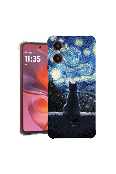 bestcase Husă Antișoc pentru Motorola Moto G05 / Moto E15, Pisică în Noaptea ...