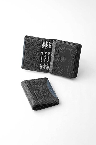 CENGİZ PAKEL Genuine Leather Slim Design Men's Card Holder Black/Parliament –...