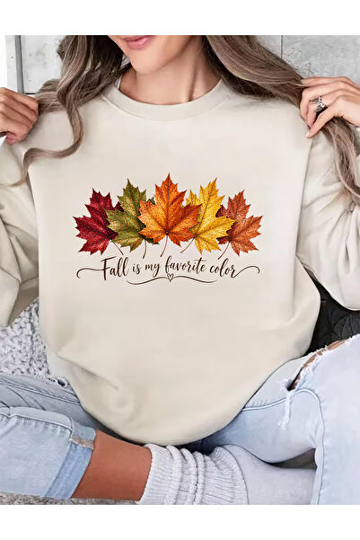 SUNFREE Sonbahar Mix Printed Oversize Cotton Basic Sweatshirt