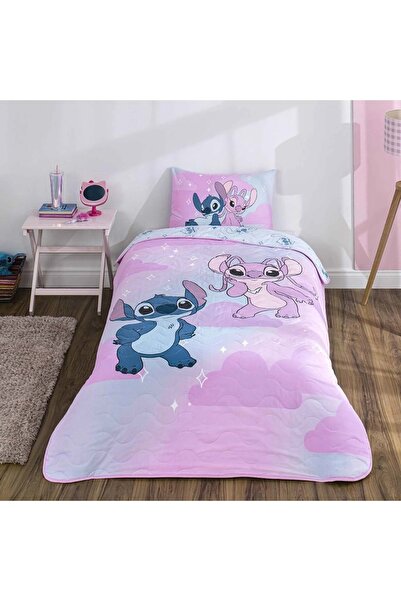 Taç Licensed Stitch Shiny Cotton Children's Bedspread Set (160X230)