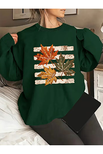 SUNFREE Sonbahar Mix Printed Oversize Cotton Basic Sweatshirt