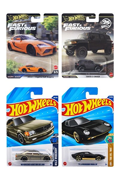 HOT WHEELS Premium 2'li Set+Uzun Kart 2'li Set Mercedes-Benz 560 Sec+Uzun Kar...