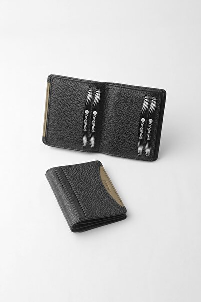 CENGİZ PAKEL Genuine Leather Slim Design Men's Card Holder Black/Mink – 2526