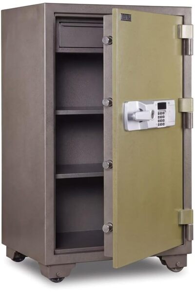 Mahmayi Fire Safe BS-T1000 Heavy Duty Security Safe Locker with Digital Lock and Key Lock, Fire Resistant Safe for Home, Office, Bank, Business and Commercial Use - Grey