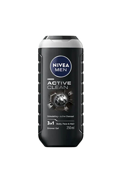 NIVEA Gel de duș 3 în 1, Men Active Clean, 250 ml