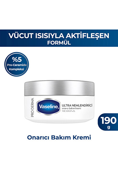 Vaseline Pro Derma Onarıcı Bakım Kremi Ultra Nemlendirici Yüz Vücut El 190 g