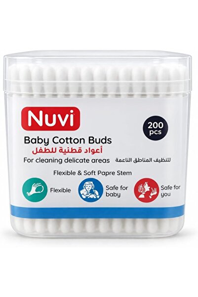 Nuvi Baby Cotton Buds Soft Pure Cotton Tips Delicate Skin 200 Buds