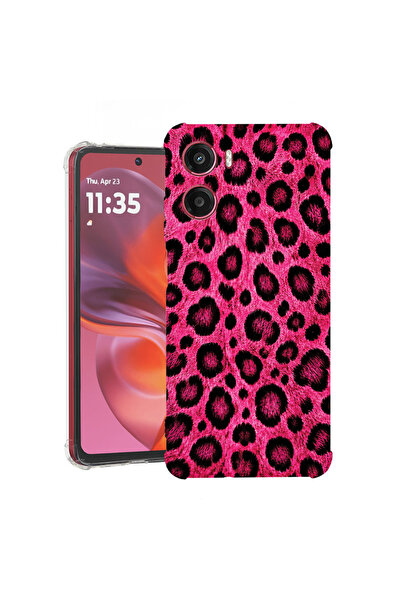 bestcase Противоударен калъф за Motorola Moto G06, розов леопардов десен, 207...