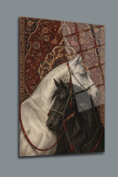 glassartdesign Pictură pe sticlă cu cal alb-negru