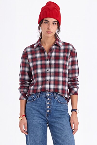 i8 Denim Oversize Ekose Gömlek