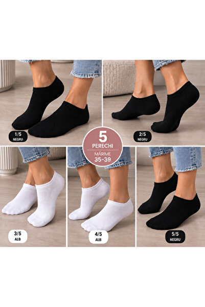 OEM Set 5 perechi sosete scurte dama, bumbac, cu elastic, Campina Socks, 35-3...