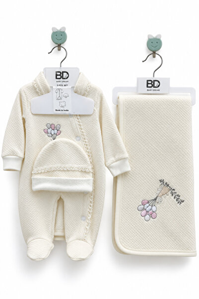Baby Gift طقم مواليد شتوي 3 قطع - أفرول مع كوفلة وطاقية