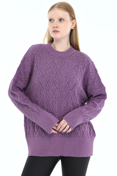Trist Star Pulover din tricotaj pentru femei, 100% bumbac, cu model ajurat, c...