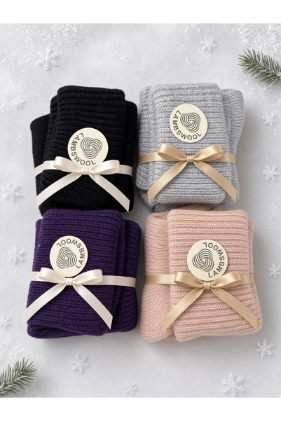 Nogoss Lambswool Yün Unisex Düz Renk Bot Çorabı 38-40