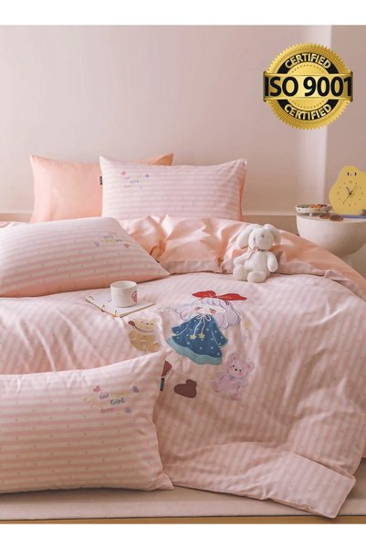Master Home Textile Kids Comforter Set, 4 Piece Bedding Set, 100% Cotton, Emb...