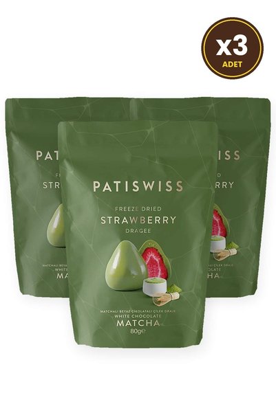 Patiswiss Matcha & Beyaz Çikolata Çilek Draje 80G X 3 Adet
